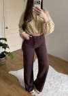 Düz Paça Tensel Kahve Pantolon