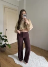 Düz Paça Tensel Kahve Pantolon