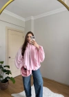 Pembe Balon Kol Büzgülü Bomber Ceket