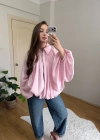 Pembe Balon Kol Büzgülü Bomber Ceket