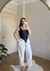 Askılı Denim Korse Bluz