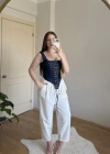 Askılı Denim Korse Bluz