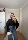 Dantel Detaylı Siyah Poplin Crop Bluz