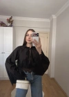 Dantel Detaylı Siyah Poplin Crop Bluz