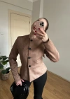 Düğmeli Vizon Süet Ceket