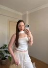 Fular Detaylı Saten Beyaz Crop Bluz