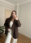Kahverengi Oversize Blazer Ceket