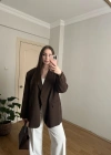 Kahverengi Oversize Blazer Ceket