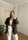Kahverengi Oversize Blazer Ceket