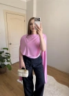 Pelerinli Pembe Bluz