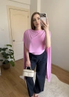 Pelerinli Pembe Bluz