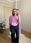 Pelerinli Pembe Bluz