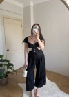 Piliseli Siyah Beyaz Korse Bluz