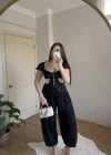 Piliseli Siyah Beyaz Korse Bluz
