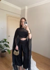 Siyah Maxi Boy Şifon Pelerin