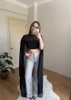 Siyah Maxi Boy Şifon Pelerin