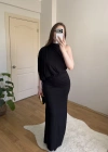Tek Kollu Siyah Elbise