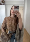 Volan Detaylı Desenli Tül Bluz