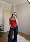 Yan Yırtmaçlı Halter Yaka Kırmızı Top