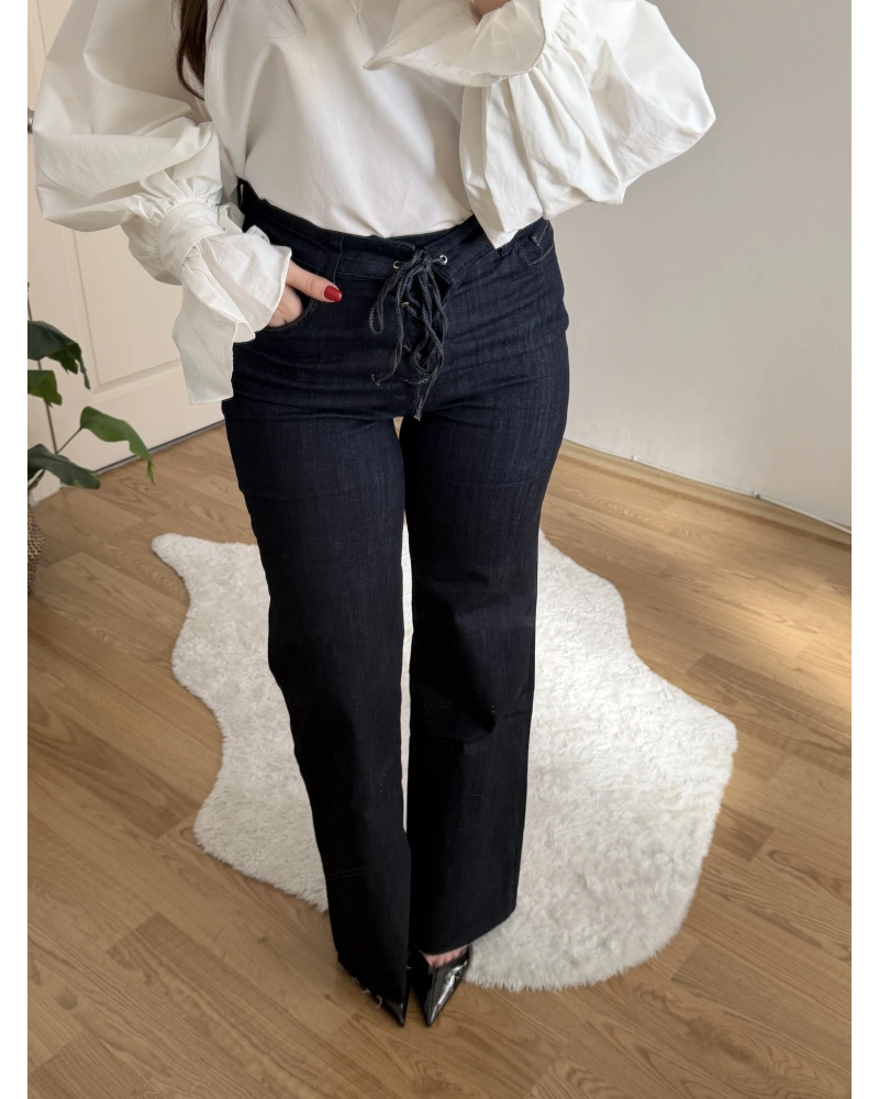 Bağlama Detaylı Jean Pantolon