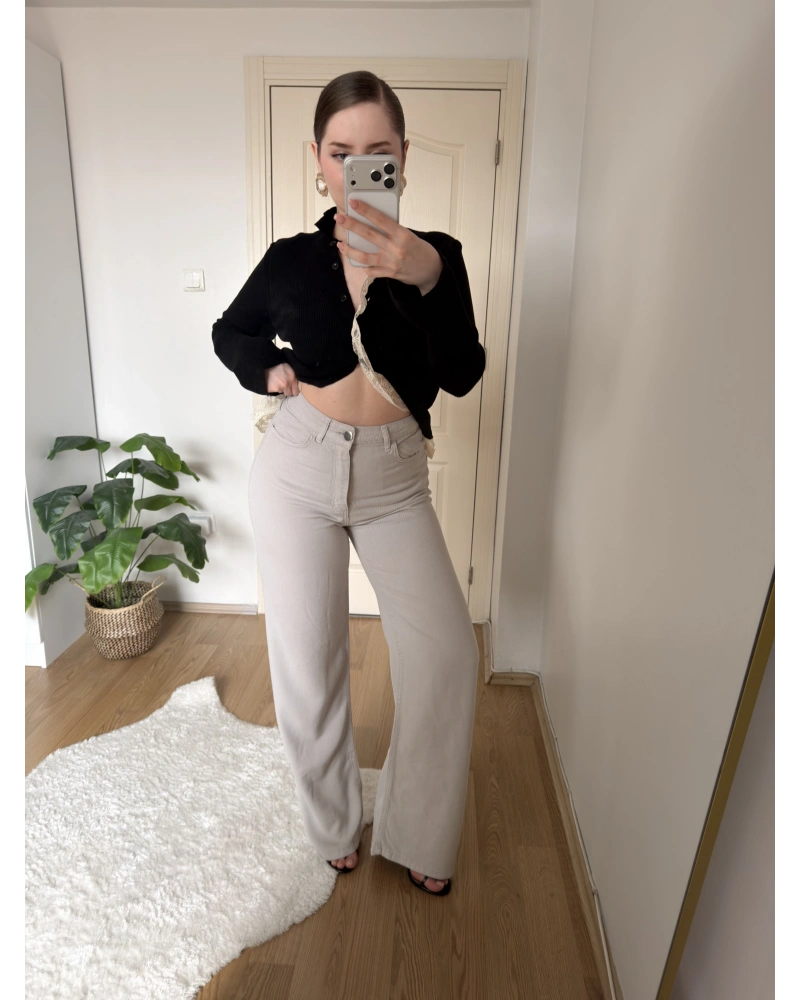 Düz Paça Tensel Gri Pantolon