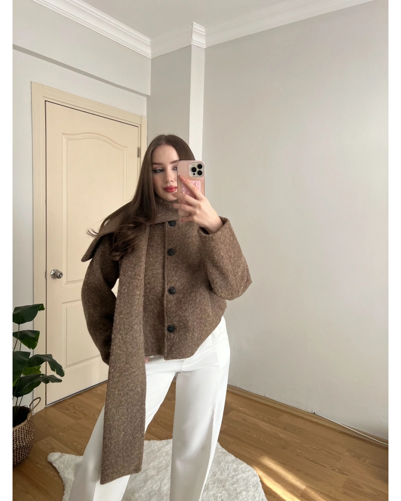 Atkılı Vizon Kaşe Ceket