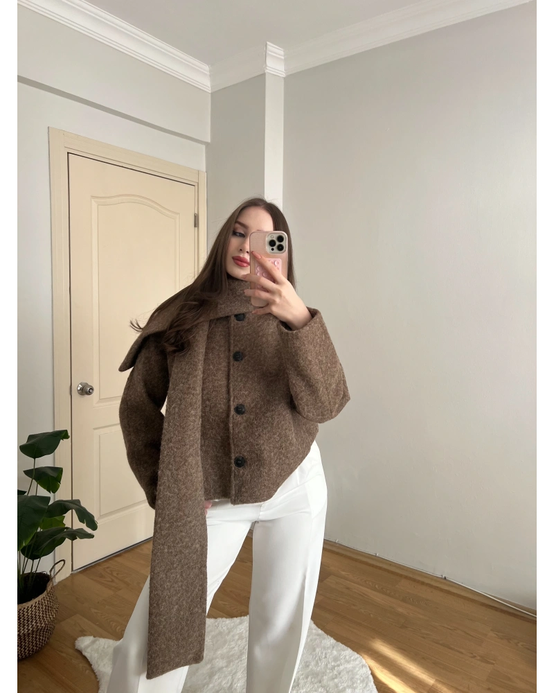 Atkılı Vizon Kaşe Ceket