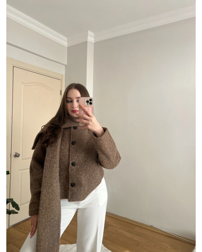 Atkılı Vizon Kaşe Ceket