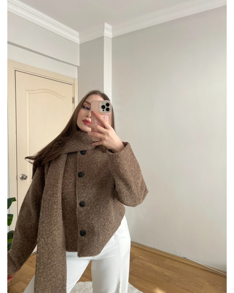 Atkılı Vizon Kaşe Ceket