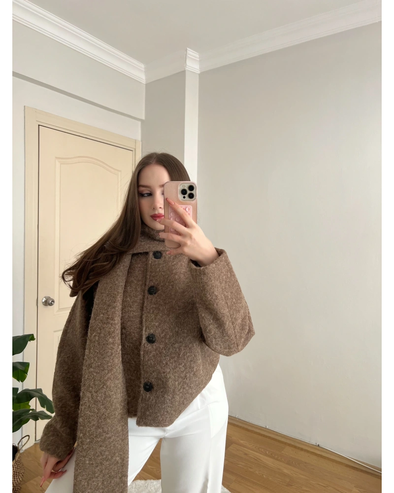 Atkılı Vizon Kaşe Ceket