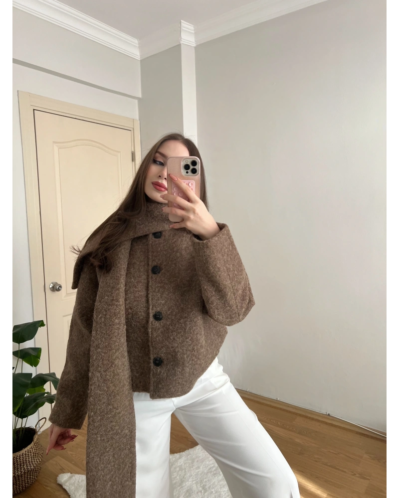 Atkılı Vizon Kaşe Ceket