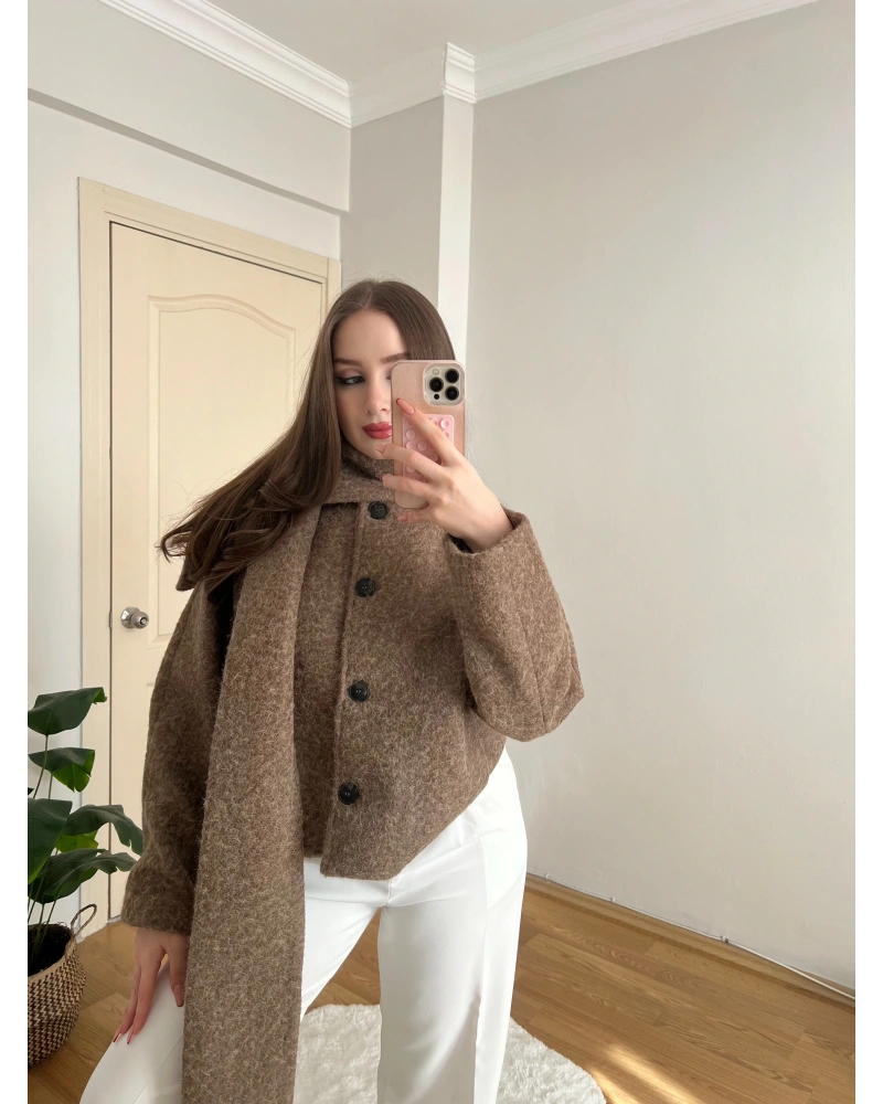 Atkılı Vizon Kaşe Ceket