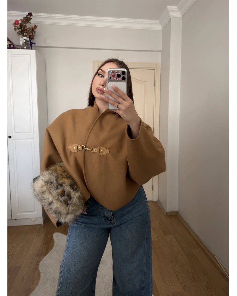 Camel Kancalı Elodie Ceket