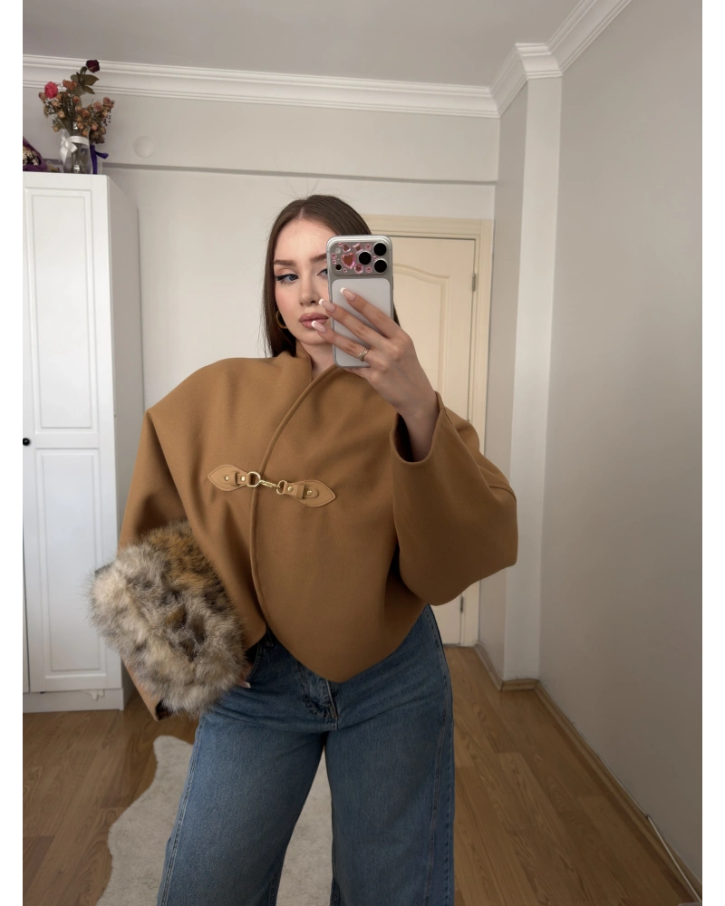 Camel Kancalı Elodie Ceket