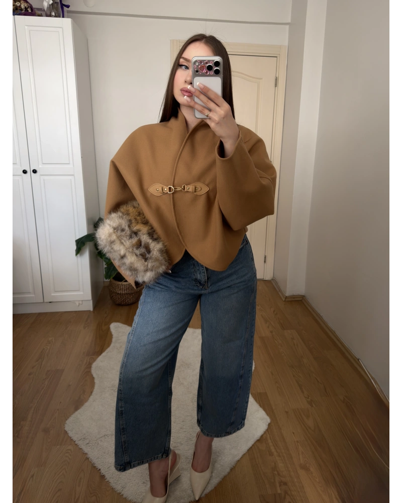 Camel Kancalı Elodie Ceket