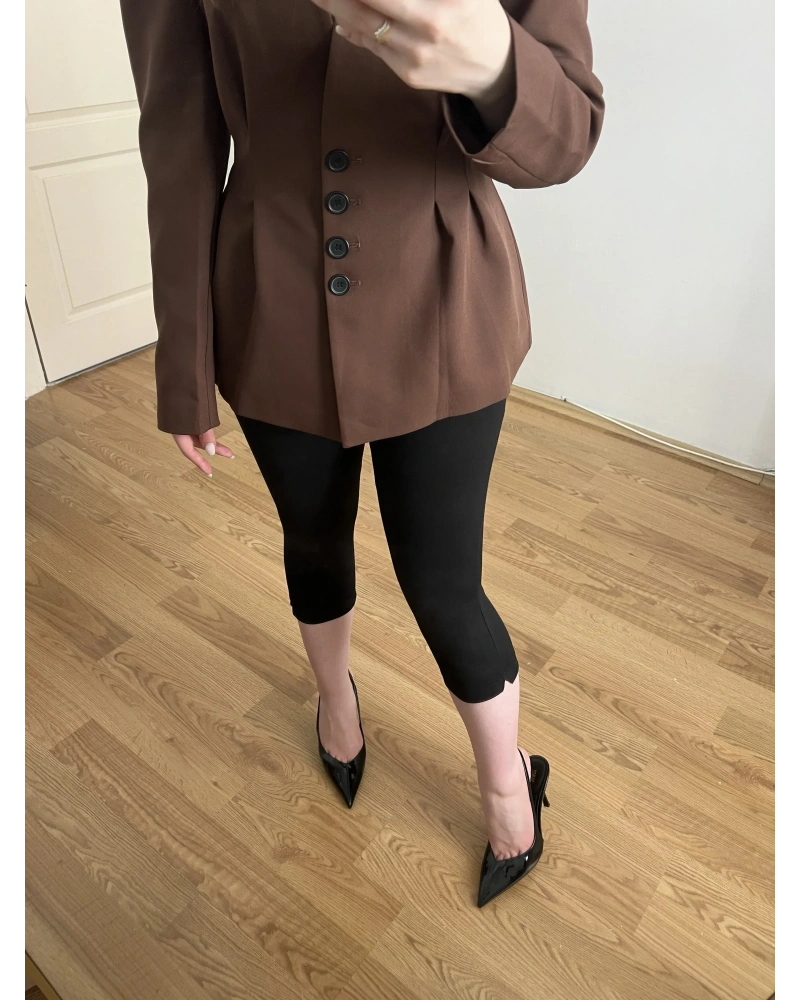 Çelik Örme Siyah Kapri Tayt