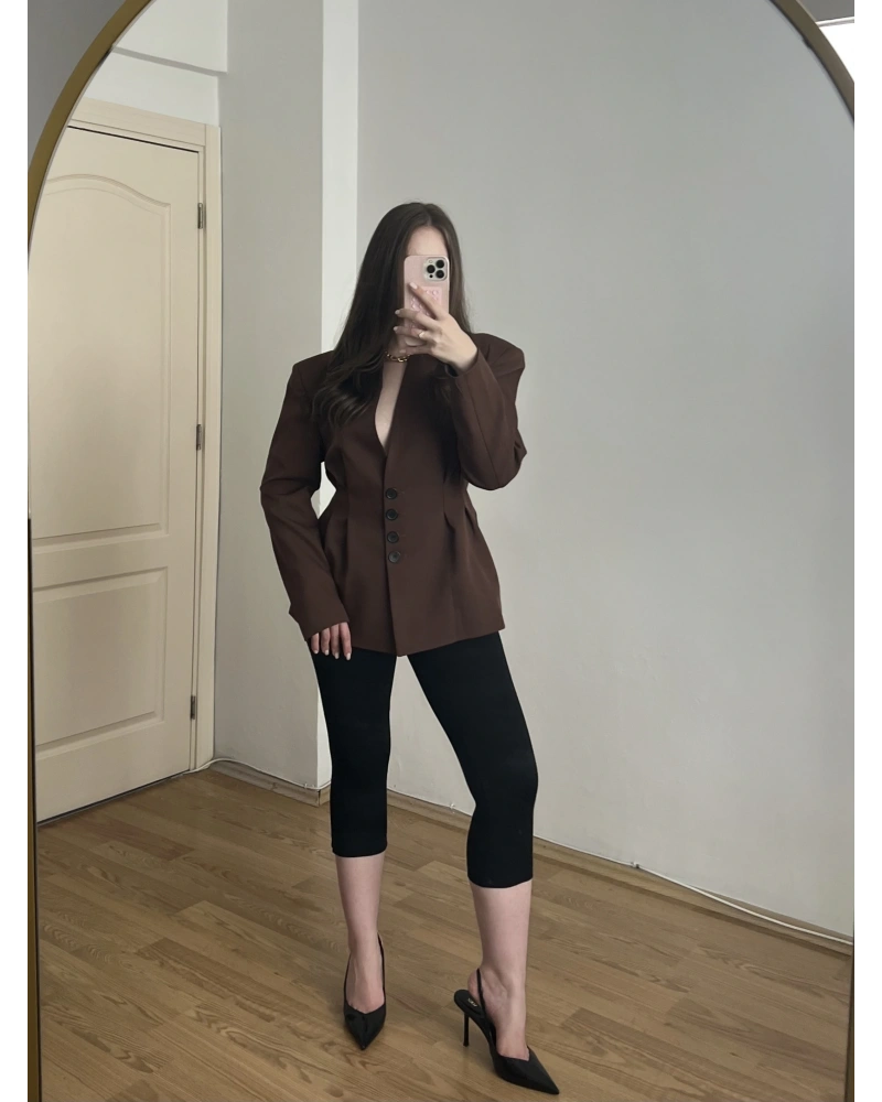 Çelik Örme Siyah Kapri Tayt