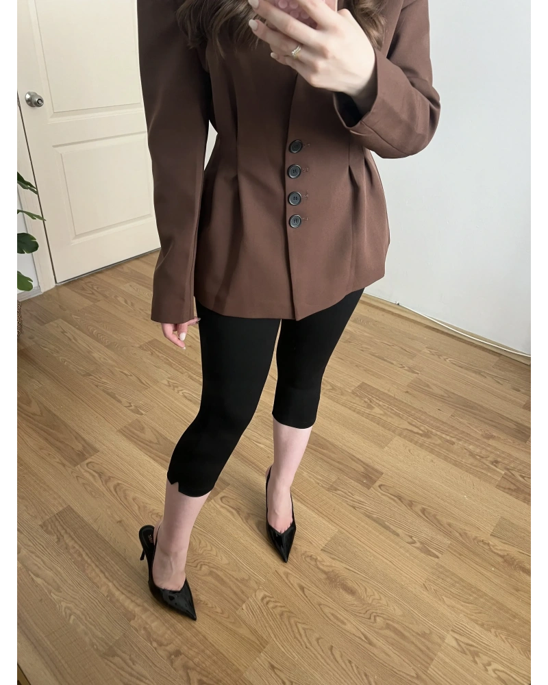 Çelik Örme Siyah Kapri Tayt