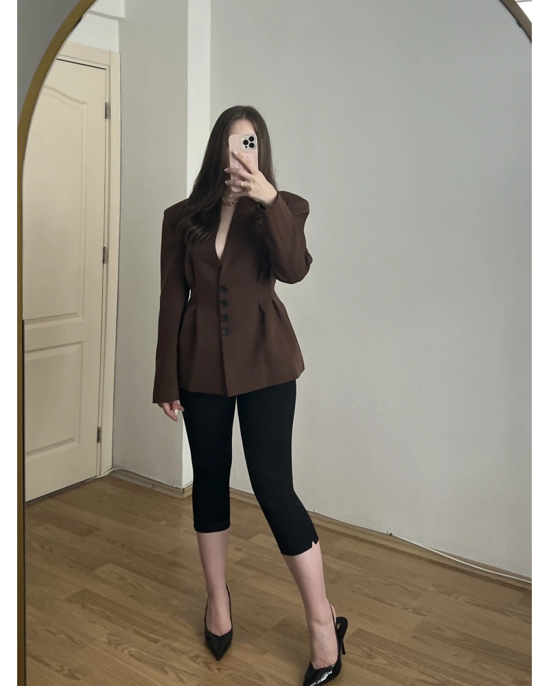 Çelik Örme Siyah Kapri Tayt