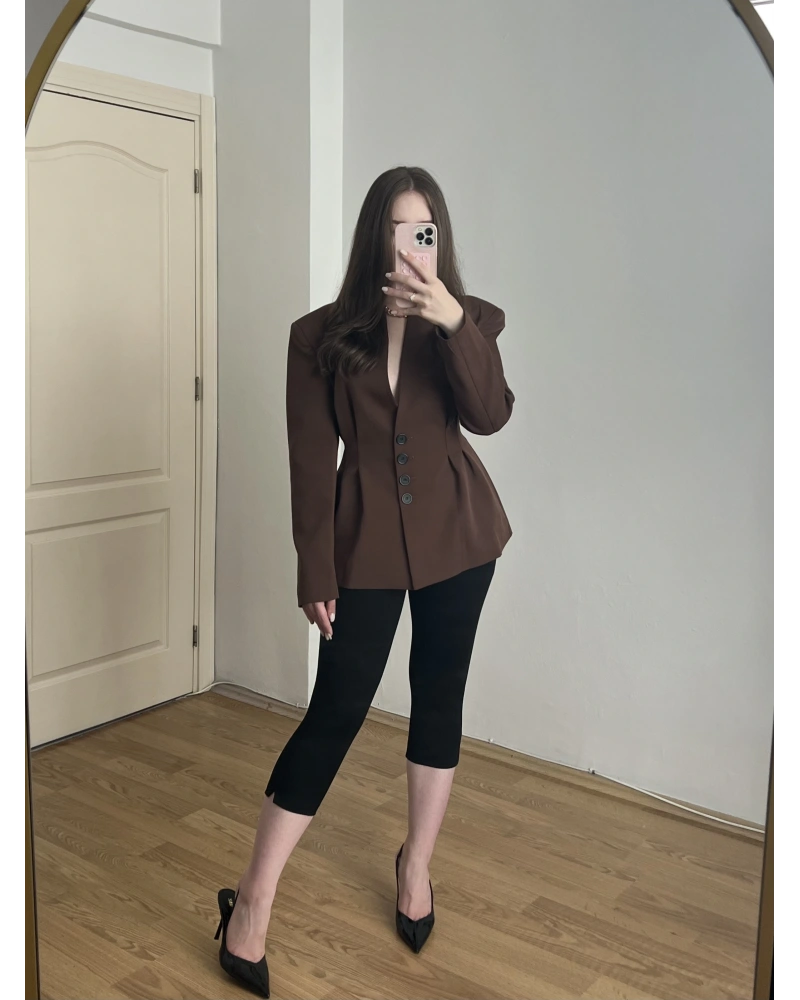 Çelik Örme Siyah Kapri Tayt