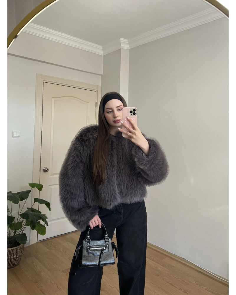 Füme Gri Kısa Kürk