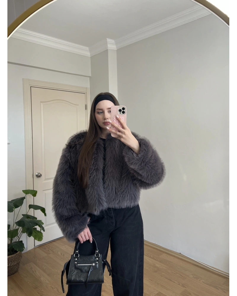 Füme Gri Kısa Kürk