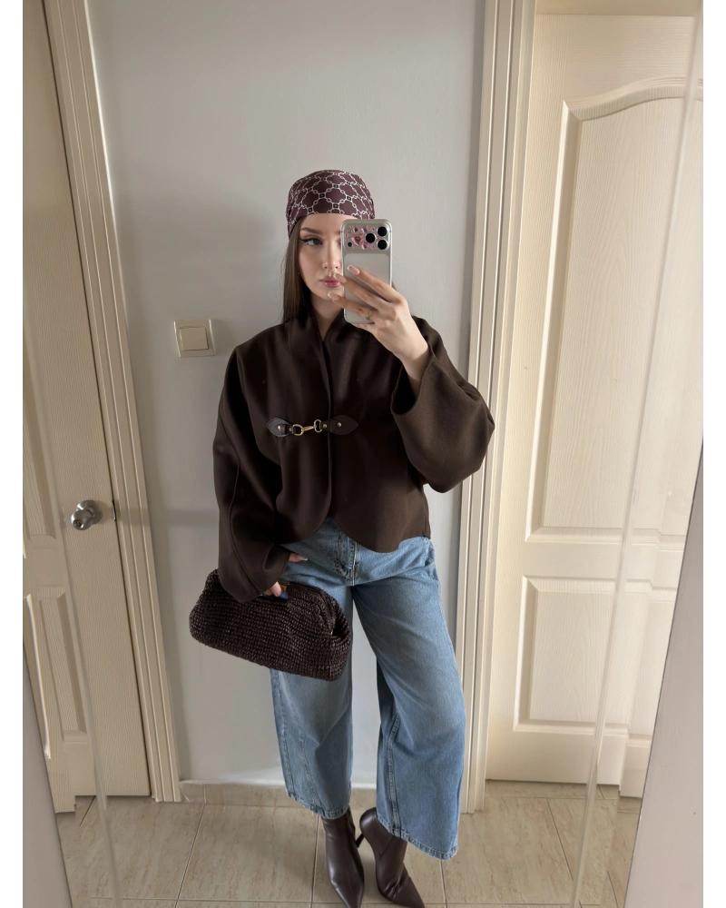 Kahve Kancalı Elodie Ceket