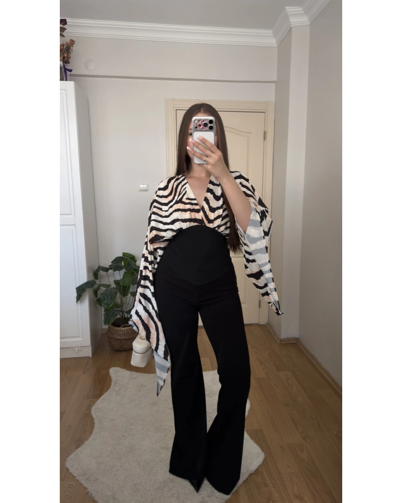 Zebra Desenli Korse Bluz