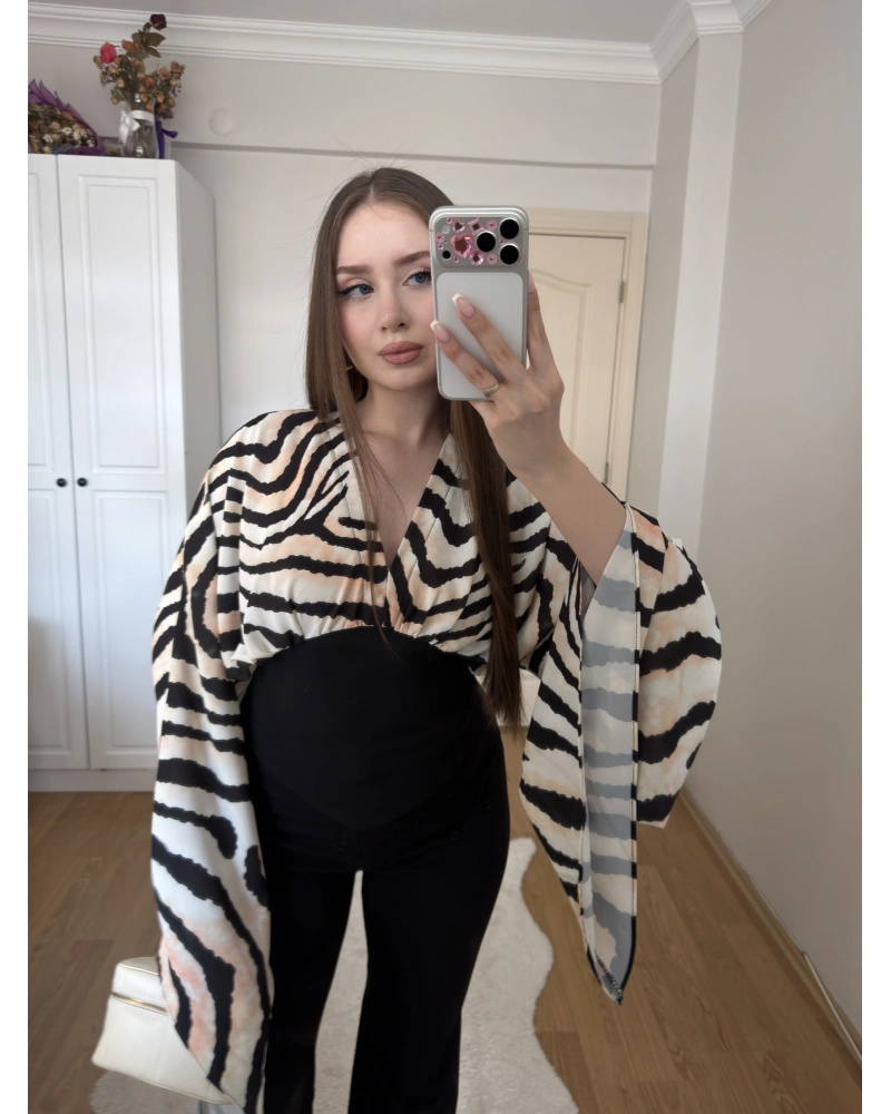 Zebra Desenli Korse Bluz