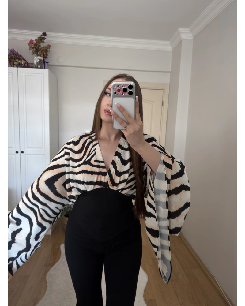 Zebra Desenli Korse Bluz