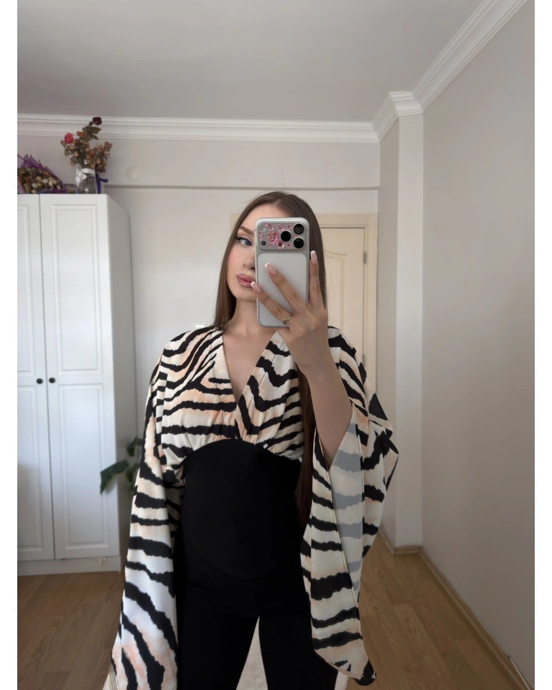 Zebra Desenli Korse Bluz