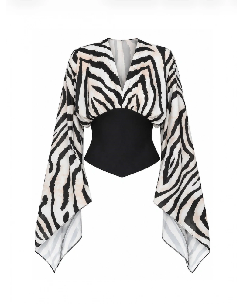 Zebra Desenli Korse Bluz