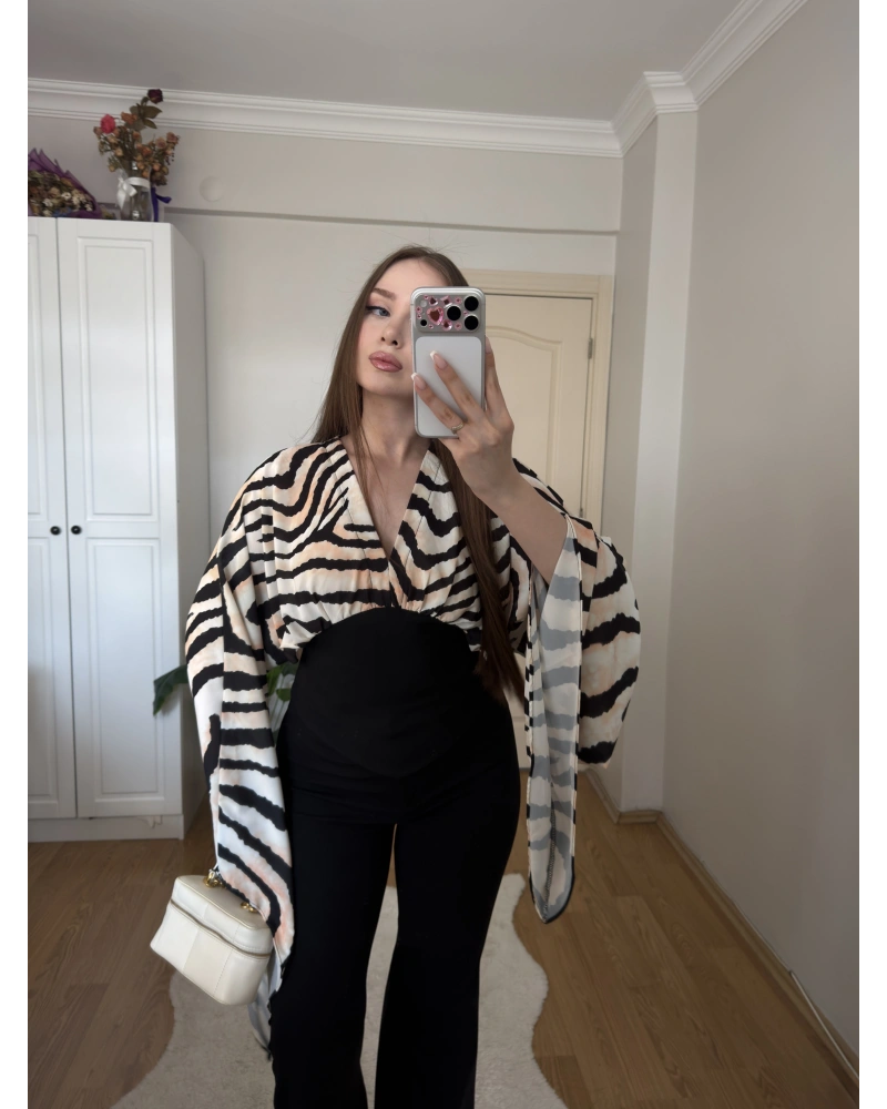 Zebra Desenli Korse Bluz