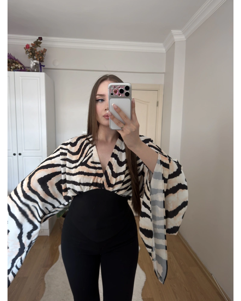 Zebra Desenli Korse Bluz